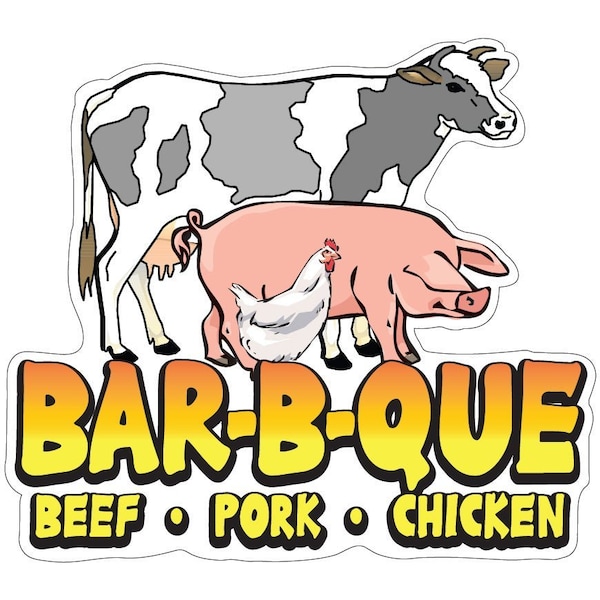 Signmission Bar-B-Que Beef Pork Chicken Decal Concession Stand Food Truck Sticker, D-8 Bar-B-Que Beef Pork D-DC-8 Bar-B-Que Beef Pork Chicken19 - main